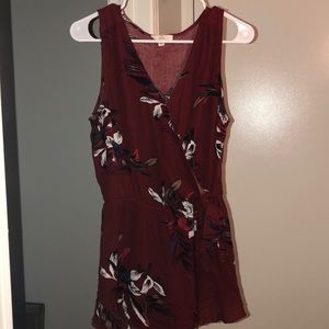 Maroon floral romper